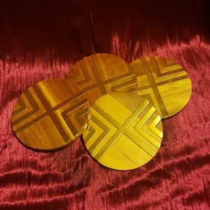 Wood & Brass Coasters-Mid Century Modern/Vintage